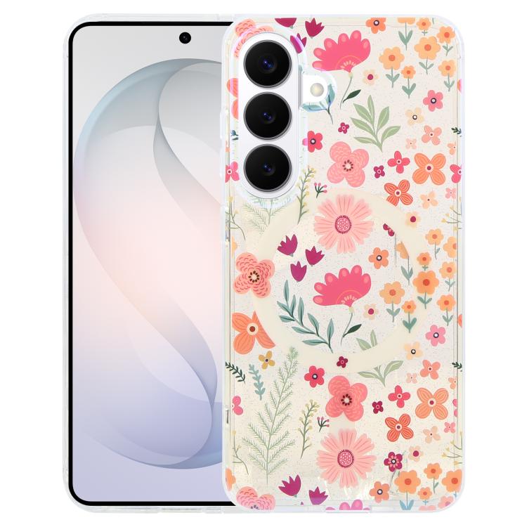 For Samsung Galaxy S26 5G IMD Blue Light Jungle Series Magnetic Phone Case(Flower)
