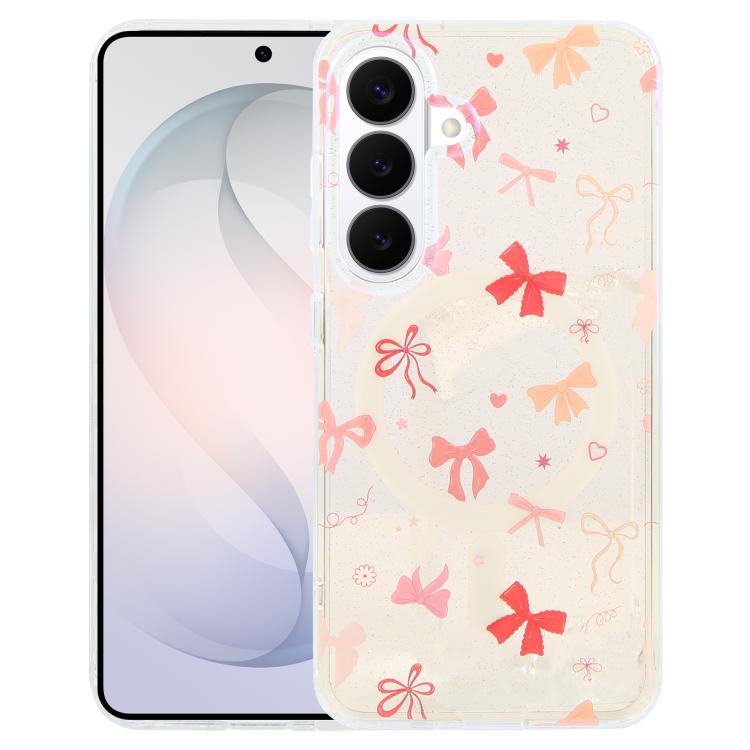 For Samsung Galaxy S26 5G IMD Blue Light Jungle Series Magnetic Phone Case(Pink Knot)