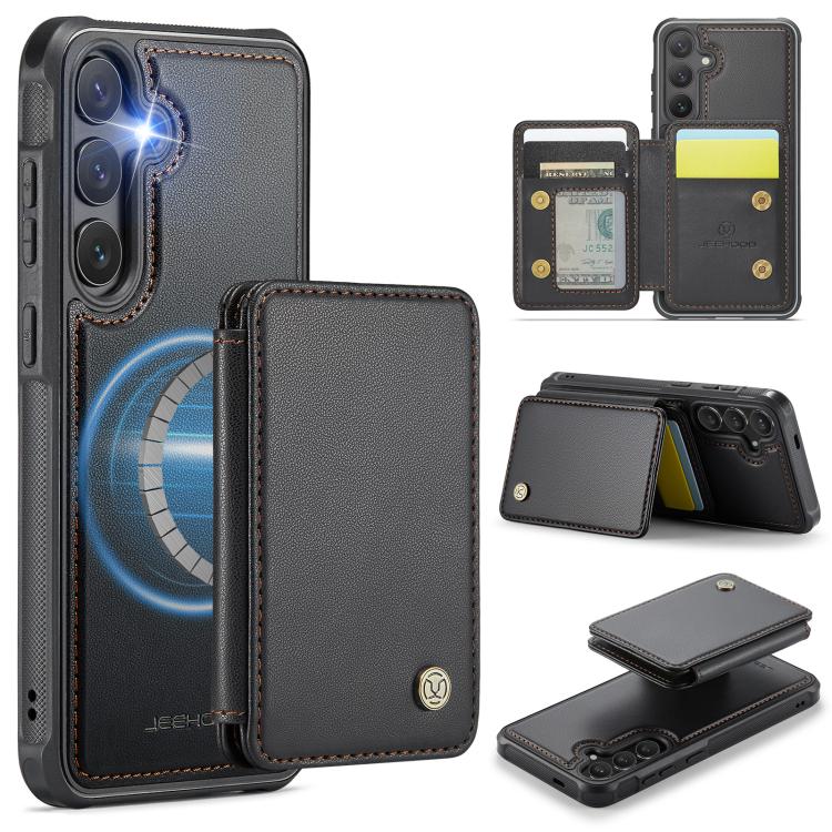 For Samsung Galaxy S26 5G JEEHOOD J05 Business Magnetic Style RFID Leather Phone Case(Black)