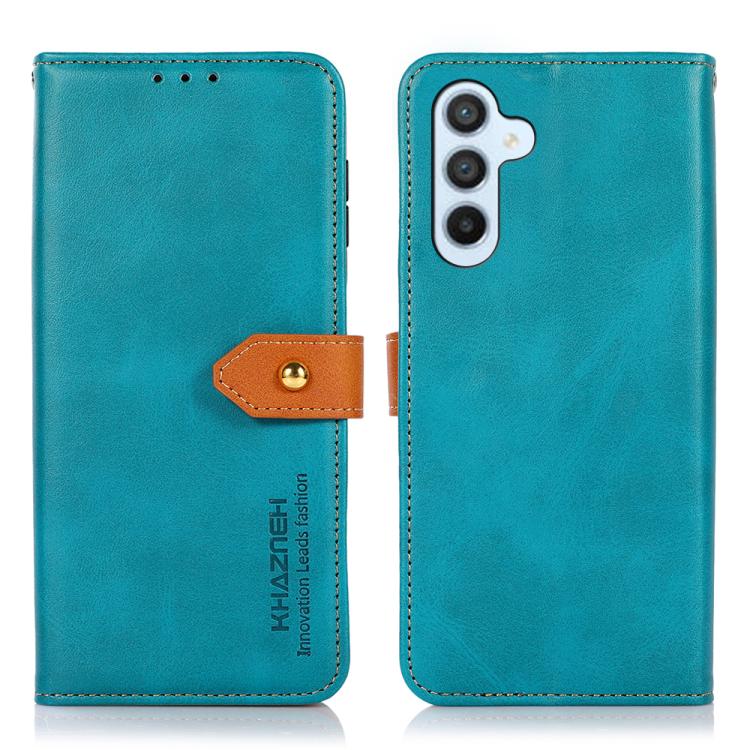 For Samsung Galaxy S26 5G KHAZNEH Dual-color Cowhide Texture Flip Leather Phone Case(Blue)