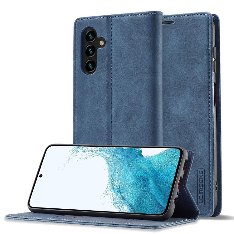 For Samsung Galaxy S26 5G LC.IMEEKE Strong Magnetism Microfiber Leather Phone Case(Blue)