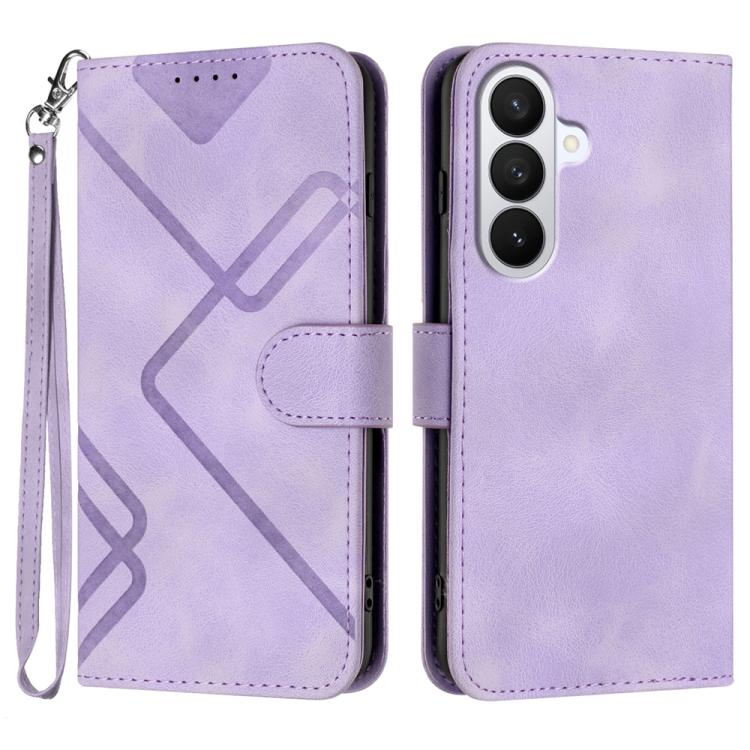 For Samsung Galaxy S26 5G Line Pattern Skin Feel Leather Phone Case(Light Purple)