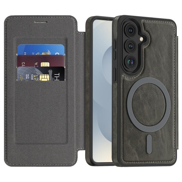 For Samsung Galaxy S26 5G Linton MagSafe Leather Phone Case(Grey)