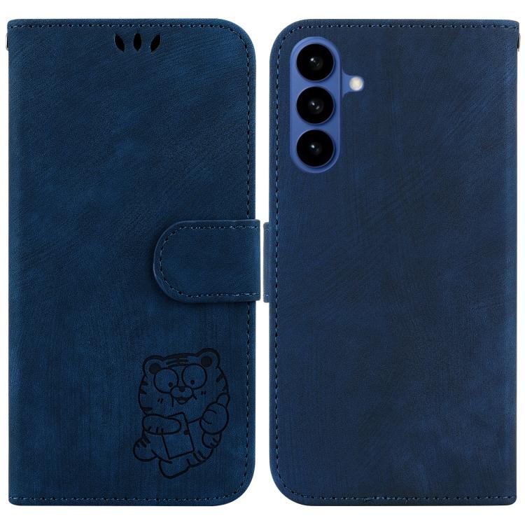 For Samsung Galaxy S26 5G Little Tiger Embossed Leather Phone Case(Dark Blue)
