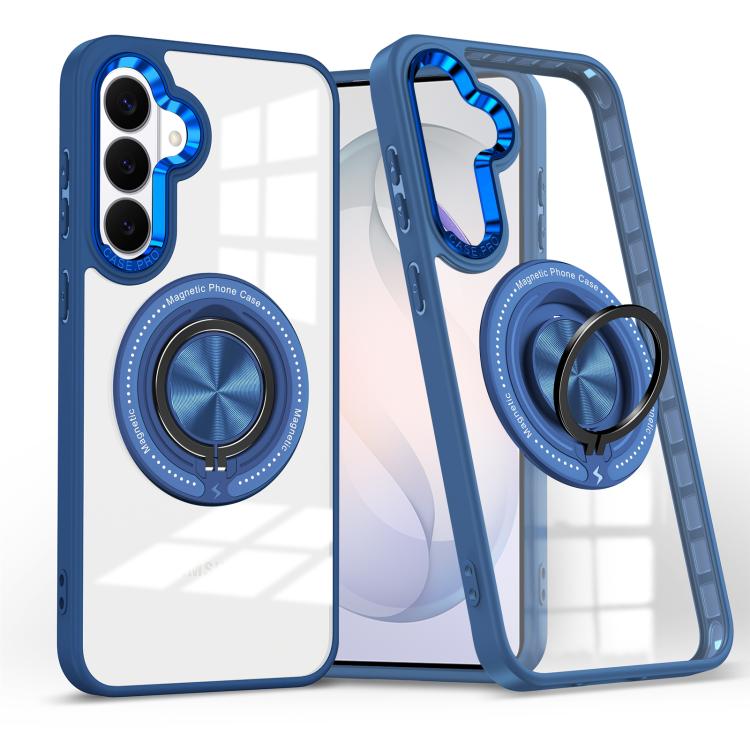 For Samsung Galaxy S26 5G Magnetic Rotating Ring Holder Phone Case(Dark Blue)