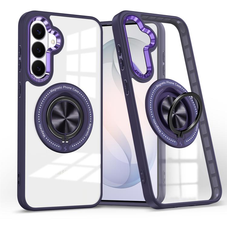 For Samsung Galaxy S26 5G Magnetic Rotating Ring Holder Phone Case(Dark Purple)
