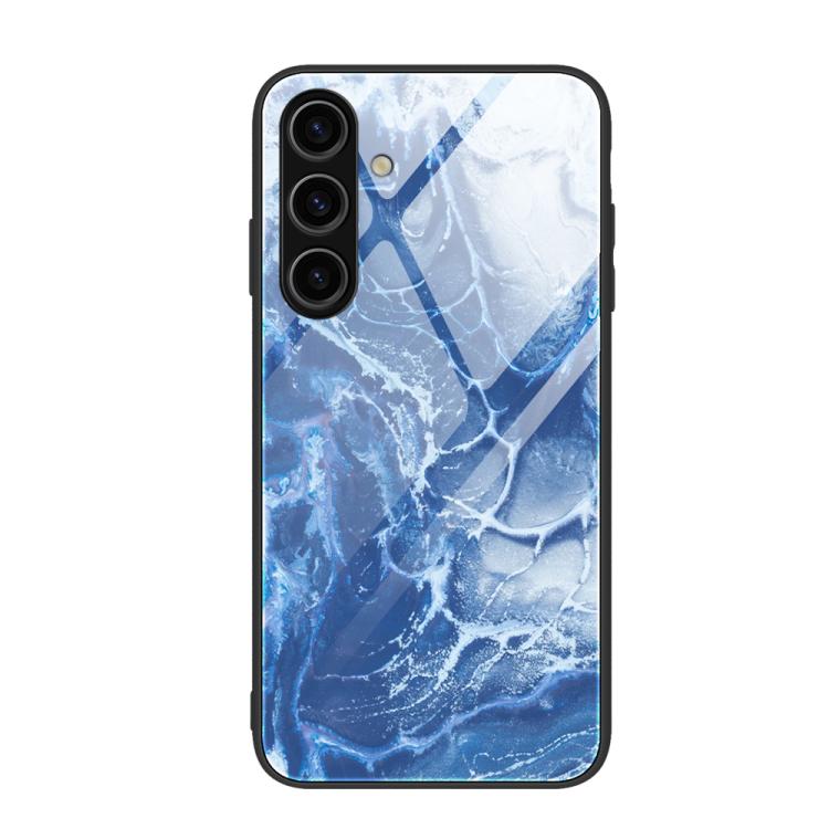 For Samsung Galaxy S26 5G Marble Pattern Glass Protective Phone Case(Blue Ocean)