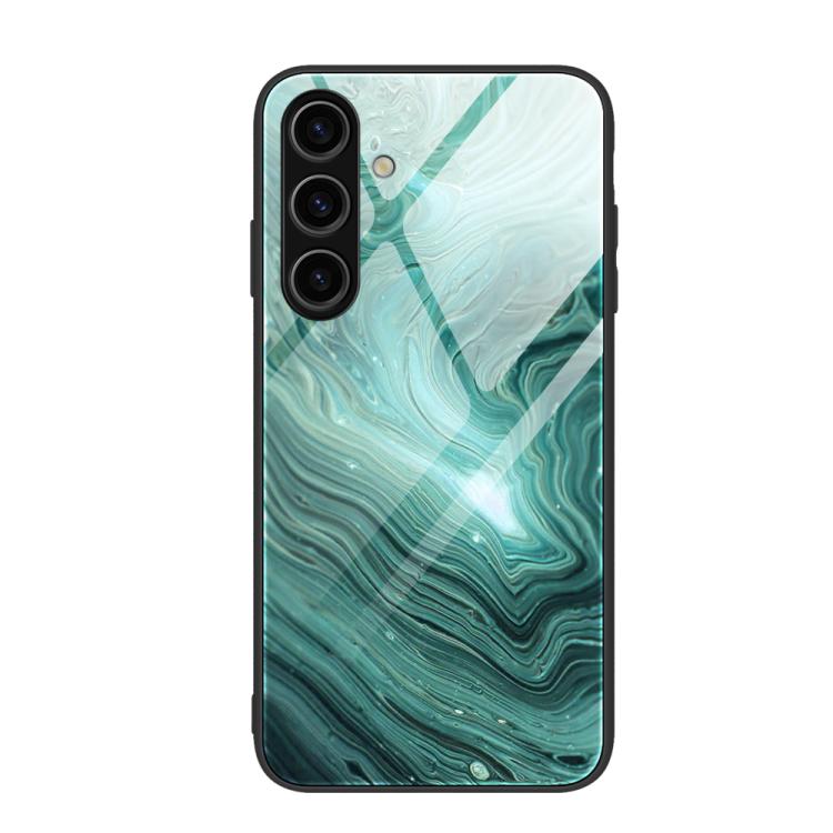 For Samsung Galaxy S26 5G Marble Pattern Glass Protective Phone Case(Water Waves)