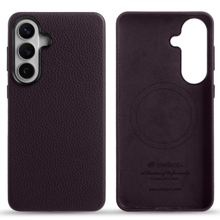 For Samsung Galaxy S26 5G melkco Litchi Texture Magnetic Full Coverage Genuine Leather Phone Case(Purple)