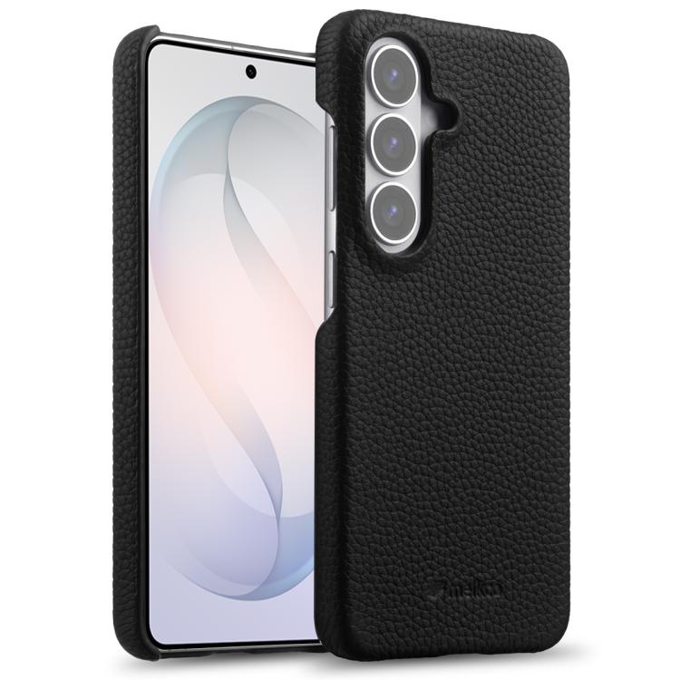 For Samsung Galaxy S26 5G melkco Litchi Texture Magnetic Half Coverage Genuine Leather Phone Case(Black)