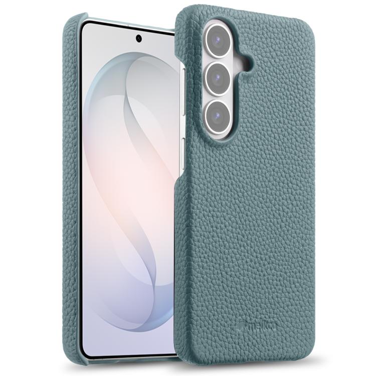 For Samsung Galaxy S26 5G melkco Litchi Texture Magnetic Half Coverage Genuine Leather Phone Case(Light Blue)