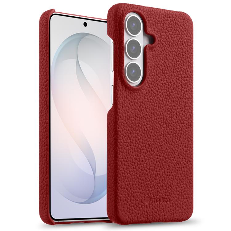 For Samsung Galaxy S26 5G melkco Litchi Texture Magnetic Half Coverage Genuine Leather Phone Case(Red)