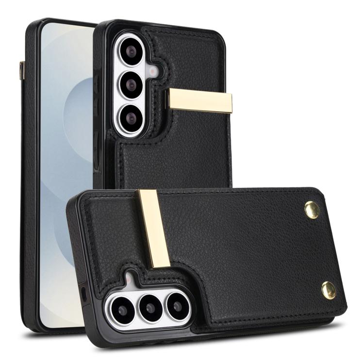 For Samsung Galaxy S26 5G Metal Buckle Card Slots Phone Case(Black)