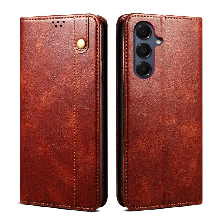 For Samsung Galaxy S26 5G Oil Wax Crazy Horse Texture Leather Phone Case(Brown)