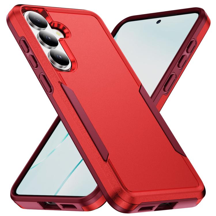 For Samsung Galaxy S26 5G Pioneer Armor Heavy Duty PC Hybrid TPU Phone Case(Red+Rose Red)