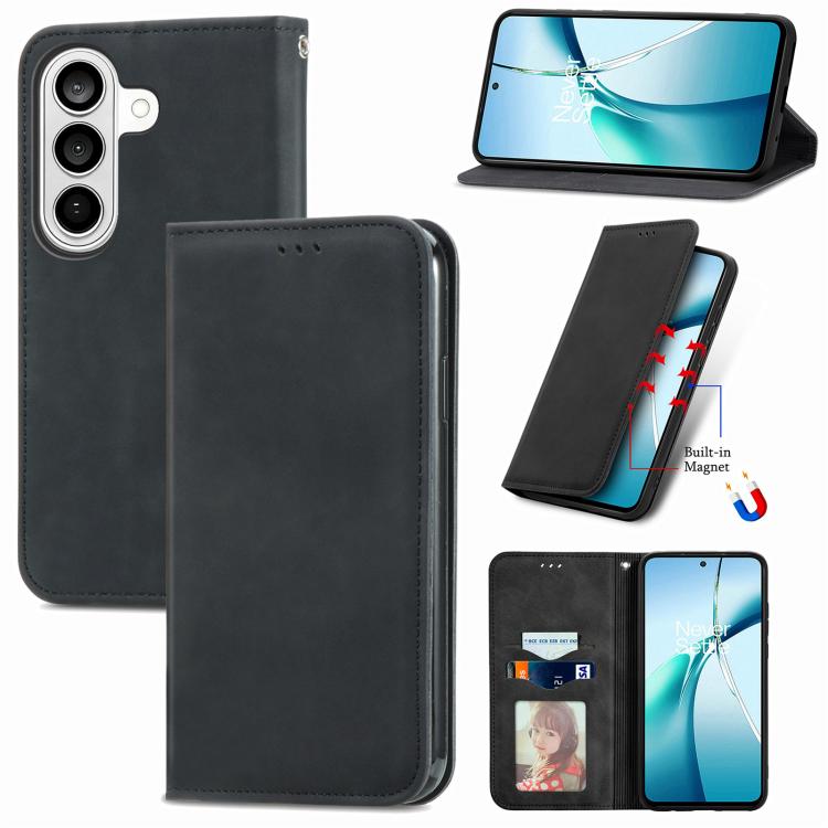 For Samsung Galaxy S26 5G Retro Skin Feel Magnetic Leather Phone Case(Black)