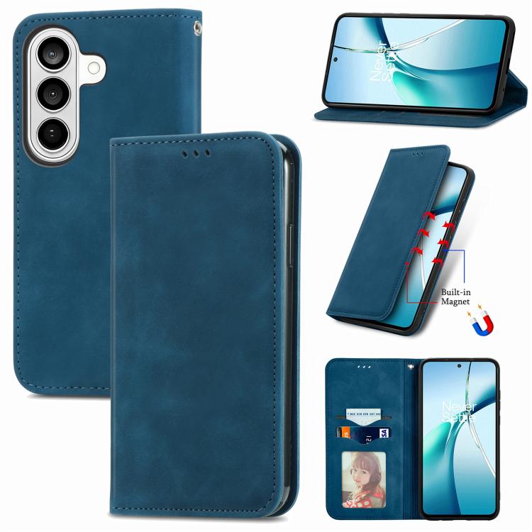 For Samsung Galaxy S26 5G Retro Skin Feel Magnetic Leather Phone Case(Blue)