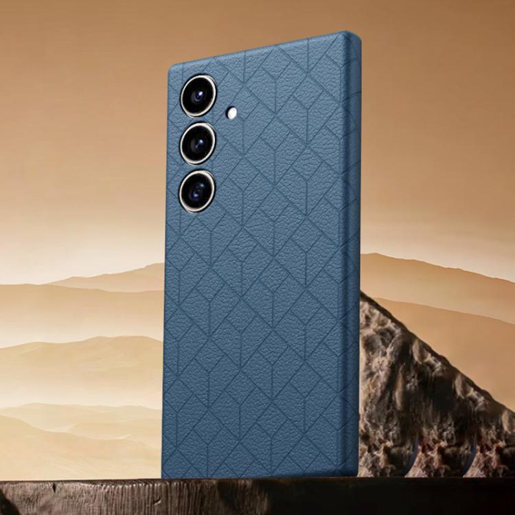 For Samsung Galaxy S26 5G Rubik Cube Series Embossed Grid Pattern Magnetic Phone Case(Blue)