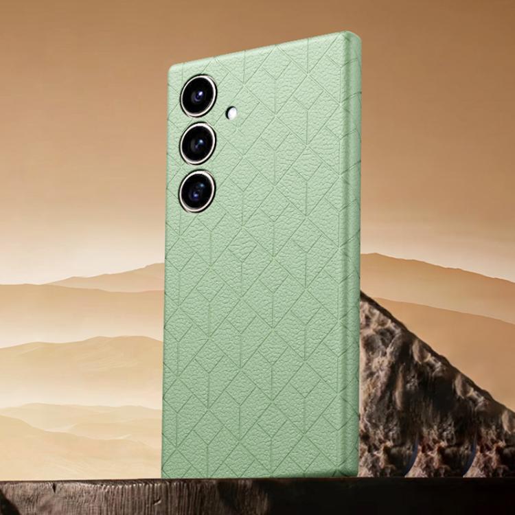 For Samsung Galaxy S26 5G Rubik Cube Series Embossed Grid Pattern Magnetic Phone Case(Matcha Green)