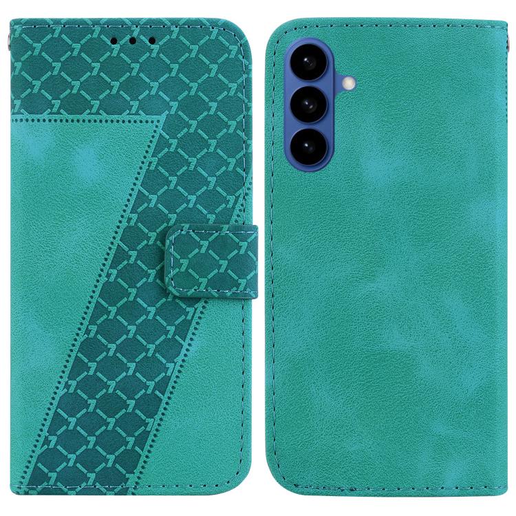 For Samsung Galaxy S26 5G Seven-shaped Embossed Leather Phone Case(Green)