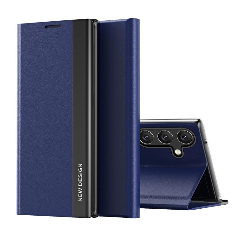 For Samsung Galaxy S26 5G Side Electroplated Adsorption Leather Phone Case(Sapphire Blue)