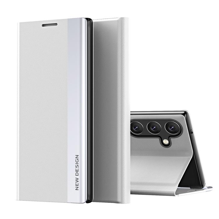 For Samsung Galaxy S26 5G Side Electroplated Adsorption Leather Phone Case(White)