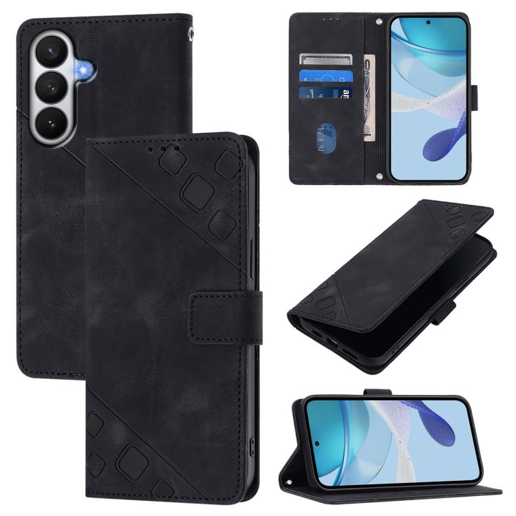 For Samsung Galaxy S26 5G Skin-feel Embossed Leather Phone Case(Black)