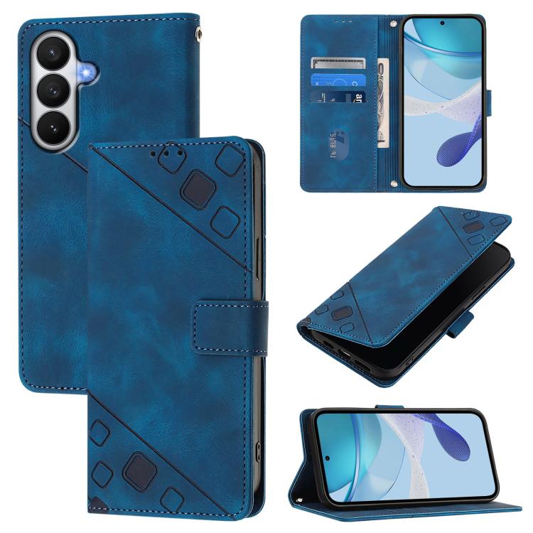 For Samsung Galaxy S26 5G Skin-feel Embossed Leather Phone Case(Blue)