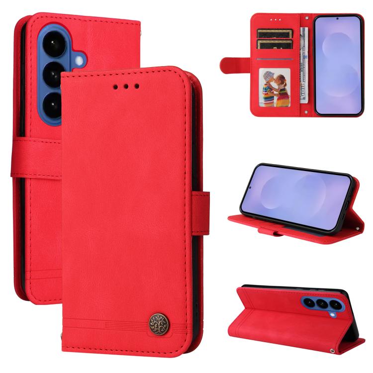 For Samsung Galaxy S26 5G Skin Feel Life Tree Metal Button Leather Phone Case(Red)
