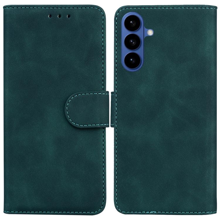 For Samsung Galaxy S26 5G Skin Feel Pure Color Flip Leather Phone Case(Green)