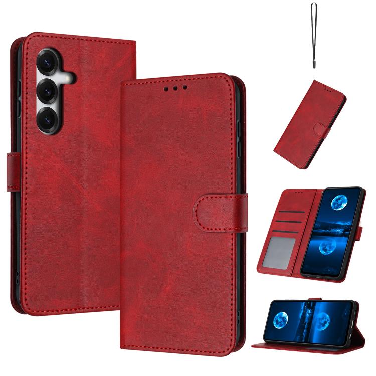 For Samsung Galaxy S26 5G Solid Calf Texture Flip Leather Phone Case(Red)