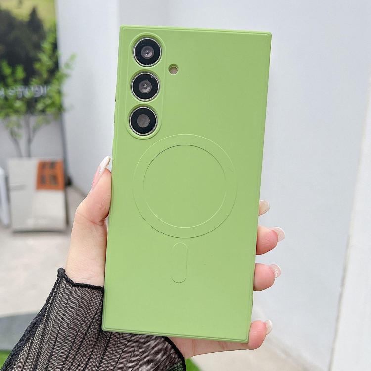 For Samsung Galaxy S26 5G Solid Color Liquid Silicone MagSafe Magnetic Phone Case(Matcha Green)