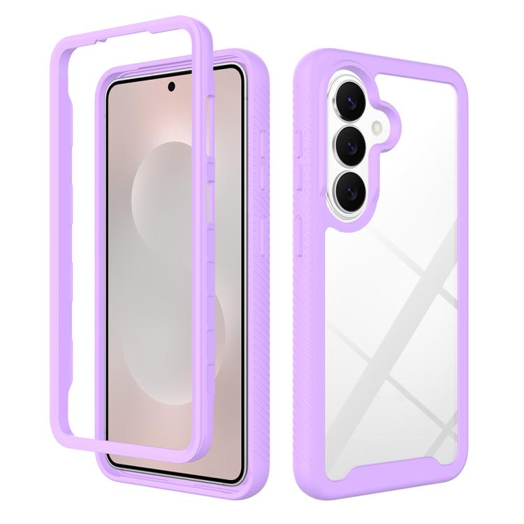 For Samsung Galaxy S26 5G Starry Sky Solid Color Shockproof TPU Clear PC Phone Case(Purple)