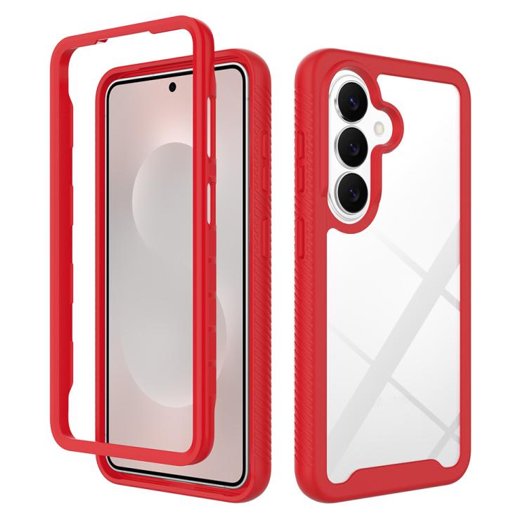 For Samsung Galaxy S26 5G Starry Sky Solid Color Shockproof TPU Clear PC Phone Case(Red)
