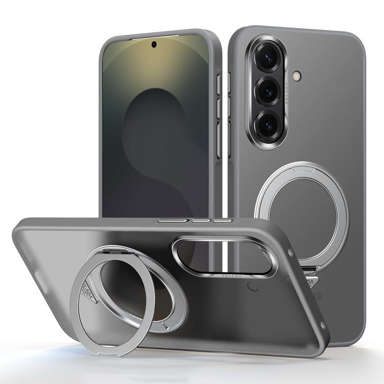 For Samsung Galaxy S26 5G SULADA 360 Degree Rotation Holder Frosted Magnetic Phone Case(Gray)