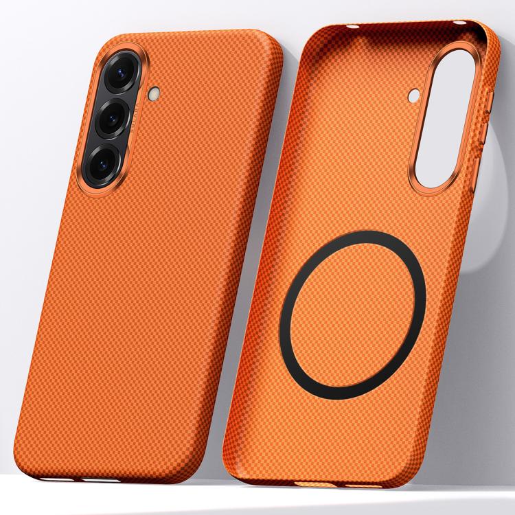 For Samsung Galaxy S26 5G SULADA Kevlar Grid Patterned Skin Feel Magnetic Phone Case(Orange)