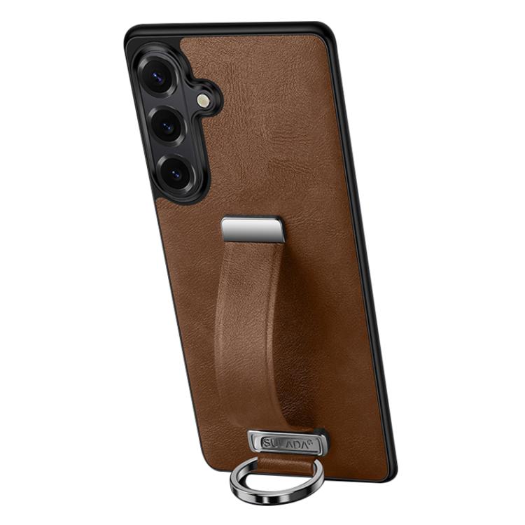 For Samsung Galaxy S26 5G SULADA PC Hybrid Leather Texture Skin Feel Shockproof Phone Case(Brown)