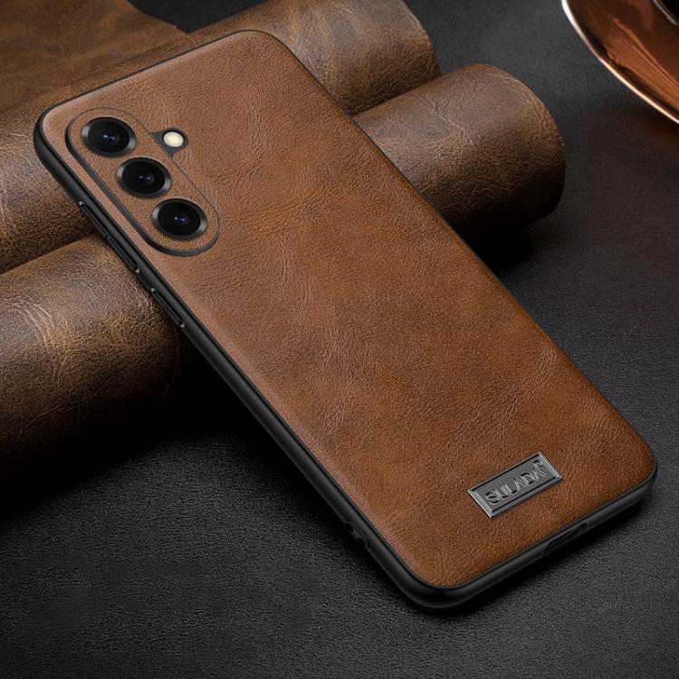 For Samsung Galaxy S26 5G SULADA Shockproof TPU Hybrid Handmade Leather Precise Hole Phone Case(Brown)