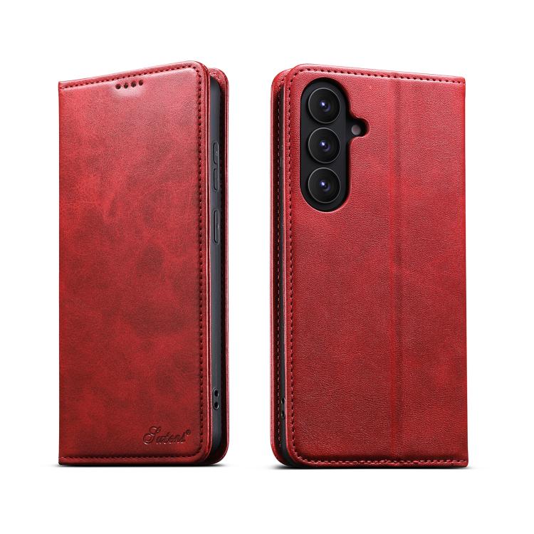 For Samsung Galaxy S26 5G Suteni Calf Texture Horizontal Flip Leather Phone Case(Red)