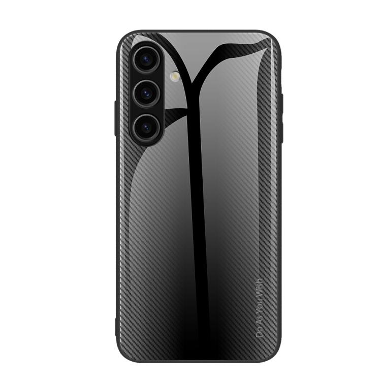 For Samsung Galaxy S26 5G Texture Gradient Glass TPU Phone Case(Black)