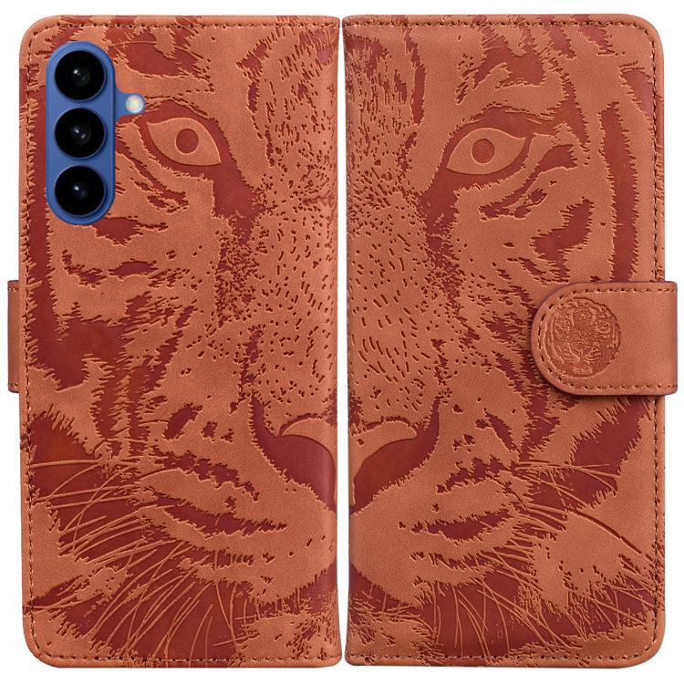 For Samsung Galaxy S26 5G Tiger Embossing Pattern Flip Leather Phone Case(Brown)