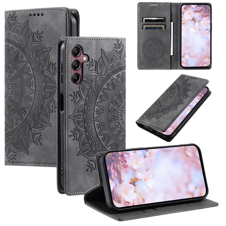 For Samsung Galaxy S26 5G Totem Embossed Magnetic Leather Phone Case(Grey)