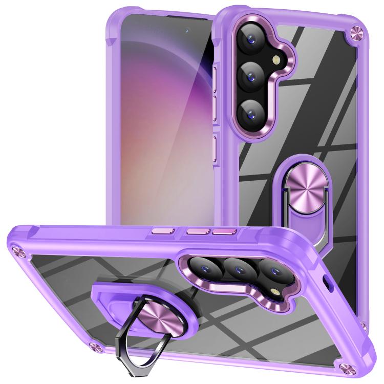 For Samsung Galaxy S26 5G TPU + PC Lens Protection Phone Case with Ring Holder(Purple)