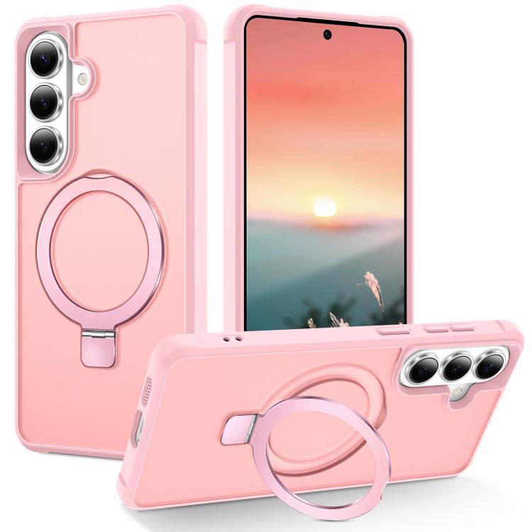 For Samsung Galaxy S26 5G TPU+PC MagSafe Magnetic Holder Phone Case(Pink)