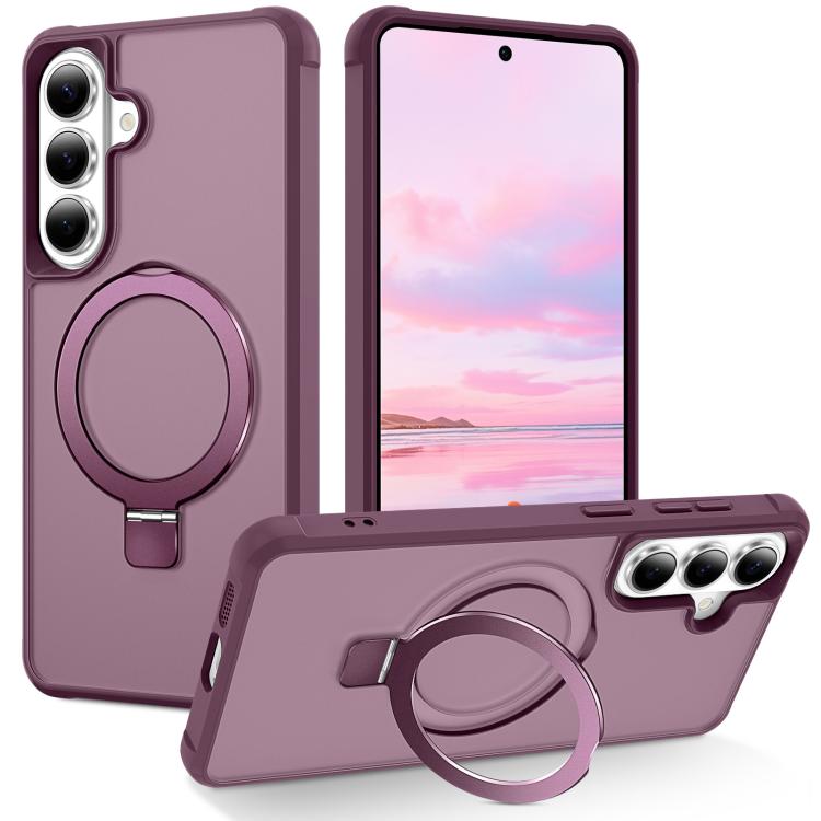 For Samsung Galaxy S26 5G TPU+PC MagSafe Magnetic Holder Phone Case(Wine Red)