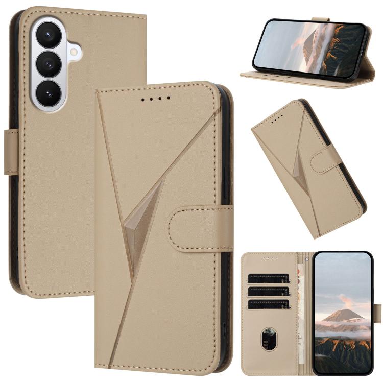 For Samsung Galaxy S26 5G Triangle Pattern Buckle Clasp Leather Phone Case(Gold)