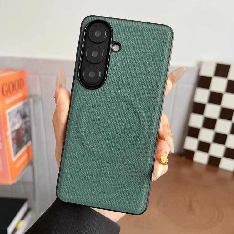 For Samsung Galaxy S26 5G Twill Texture PU Magnetic Phone Case(Green)
