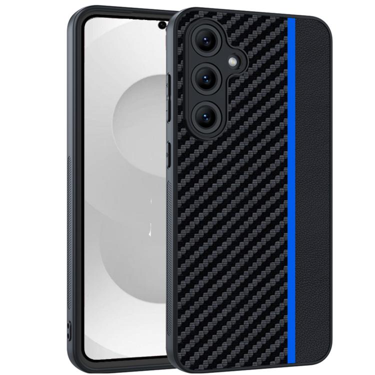 For Samsung Galaxy S26 5G Ultra-thin Carbon Fiber Texture Splicing Phone Case(Blue)