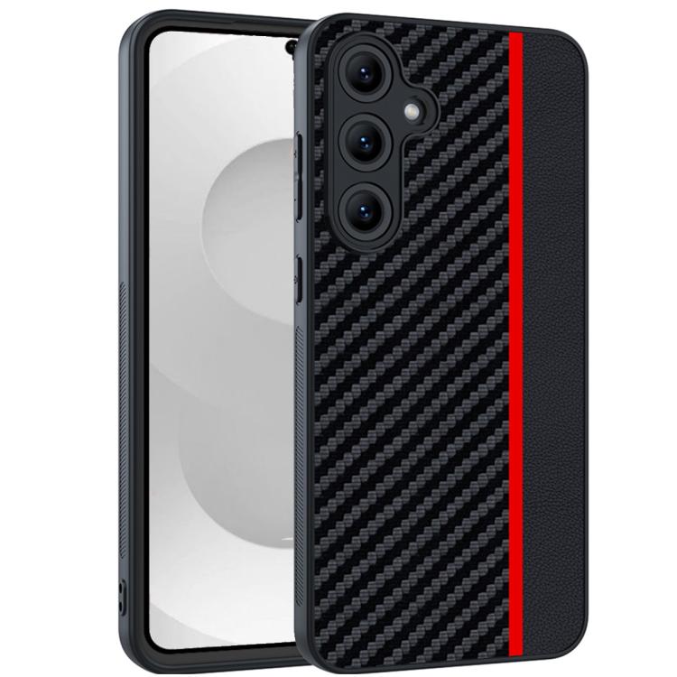 For Samsung Galaxy S26 5G Ultra-thin Carbon Fiber Texture Splicing Phone Case(Red)