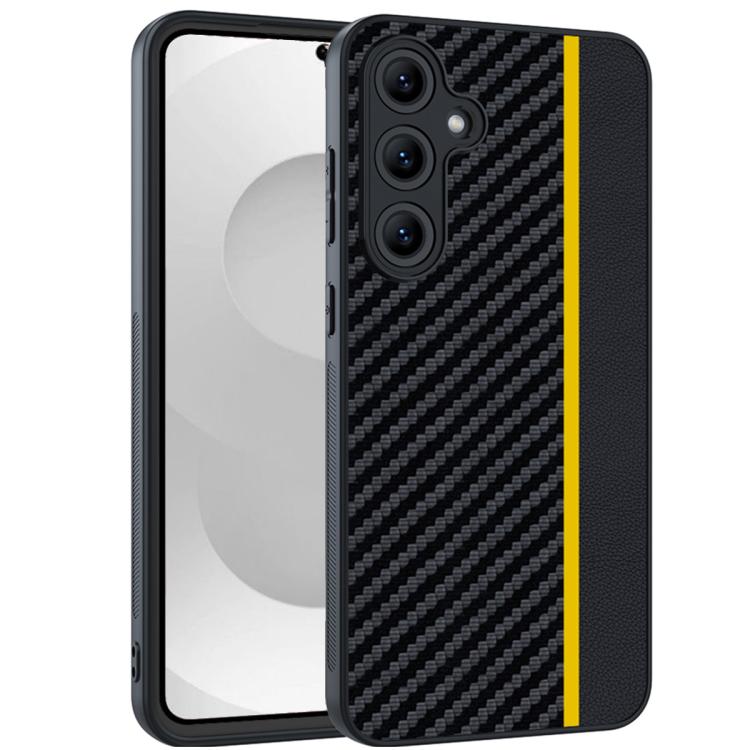 For Samsung Galaxy S26 5G Ultra-thin Carbon Fiber Texture Splicing Phone Case(Yellow)
